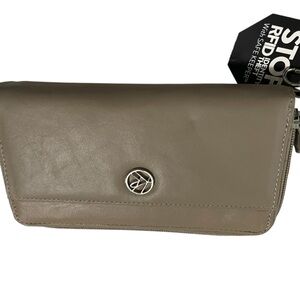 Taupe Leather RFID Wallet